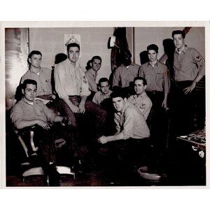 Vintage Black & White Military Group Photo 1970s Men In Uniforms Historical
